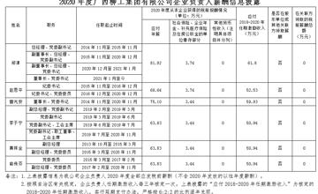 2020年度廣西柳工集團有限公司企業負責人薪酬信息披露